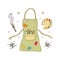 Artist apron. Pocket with brushes, pencils, paint tube. Vector