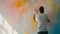 Artist Creating a Colorful Mural with Passion and Creativity. Generative ai