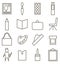 Artist creativity black line icon set