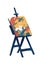 Artist creativity blooms on a canvas easel