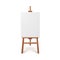 Artist easel with blank white canvas realistic vector illustration isolated.