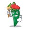 Artist green chili character cartoon