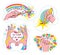 Artist Hands. Different hand gestures. Set of motivational stickers