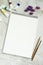 Artist mock up with blank paper, space for text, design, art, sketch, lettering.Painter mock up