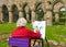 Artist Painting at Buildwas Abbey, Shropshire.