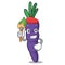 Artist purple carrots isolated with the mascot