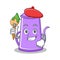 Artist purple teapot character cartoon