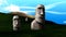 Artist recreation of Easter island statues.