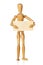 Artist\'s mannequin holding blank message board