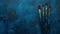 Artist\\\'s Paintbrushes on blue textured