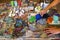 Artist\'s painting process. Abstract painting