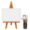 Artist Wood Easel, Horizontal Canvas, Paintbrushes