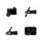 Artist work elements black glyph icons set on white space