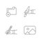 Artist work elements pixel perfect linear icons set