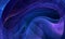 Artistic 3d illustration of blue violet abstract amorphous layered substances, wavy matter with deep dark portals and glowing loop