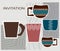 Artistic abstract vector illustration of decorative cups for invitation meetings chatting purpose.