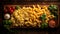 Artistic Arrangements Captivating Top View Of Pasta Slices On Wooden Tray