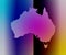 Artistic Australia map, dark fantasy rainbow with gradient, colors.