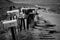 Artistic black and white image with mailboxes from ROUTE 66 - Mother Road