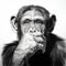 Artistic Black And White Portrait Of A Pensive Chimpanzee
