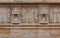 Artistic carving on red and white stone, shankheshwar parshwanath, jain temple, gujrat, India