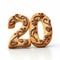 Artistic Chocolate Cookies Shaped As Number 20 On White Background