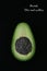 Artistic composition of Avocado end Chia seed on black background. Vegetarian food. Healthy food.