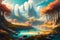 Artistic concept painting of a beautiful fantasy landscape, surrealism. Tender and dreamy design, background illustration