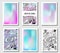 Artistic creative cards. Modern marbling and holographic trendy banners, backgrounds. Cards design templates