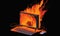 An artistic depiction of a burning computer screen