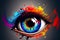 artistic depiction of eye as abstract colorful volumetric background