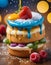 Artistic Dessert Cake with Colorful Icing