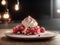 Artistic Dessert Plating By A Creative Chef With Striking Volumetric Lighting. Generative AI