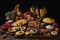 an artistic display of colombian food, featuring an array of flavorful ingredients