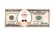 Artistic dollar bill with wooden Dummy president