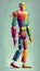 An artistic drawing of a colorful shaped man, in the style of robotics kids, abstraction - creation,indian pop culture,