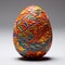 An artistic egg with colorful designs on it, AI