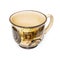 Artistic empty cup with handle for coffee or tea on the white ba