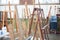 Artistic equipment: empty artist easels