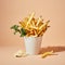 Artistic French Fries With Horseradish Dipping Sauce On Ivory Background