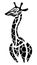 Artistic giraffe tattoo, black and white, isolated