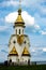 Artistic, gold laden tower of orthodox church style in Kiev, Ukraine.