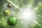 Artistic green color Xmas bulb set background