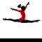 Artistic gymnastics. Gymnastics woman silhouette red suit. On white