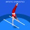 Artistic Gymnastics Parallel Bars Olympics Icon Set.3D Isometric Gymnast.Sporting Championship International Competition.