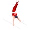 Artistic Gymnastics Parallel Bars Summer Games Icon Set.3D Isometric Gymnast.