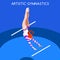 Artistic Gymnastics Uneven Bars Olympic Icon Set.3D Isometric Gymnast.Sporting Championship International Competition.