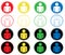 Artistic human silhouette buttons, icon set, vector illustration