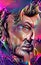 Artistic and humorous portrait of Johnny Halliday