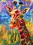 Artistic Impressionist Jungle Giraffe Portrait Painting